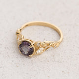 Engagement Ring with Round Color-Changing Alexandrite / Patricia