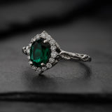 Flourishing Engagement Ring with Deep Green Lab Emerald / Florentina - Eden Garden Jewelry™