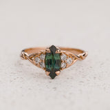 READY TO SHIP Gloria ring with marquise-cut natural teal sapphire, 14K rose gold, AVAILABLE RING SIZES: 5.5 - 8.5 US (Copy)