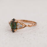 READY TO SHIP Gloria ring with marquise-cut natural teal sapphire, 14K rose gold, AVAILABLE RING SIZES: 5.5 - 8.5 US (Copy)