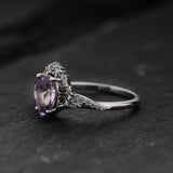 Engagement Ring with Pear-Cut Lavender Sapphire and Nature Motif / Amelia - Eden Garden Jewelry™