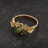 READY TO SHIP Adelina Engagement Ring with Round Green Sapphire and Accent Sapphires, 14K yellow gold, AVAILABLE RING SIZES: 5.5 - 8.5 US - Eden Garden Jewelry™