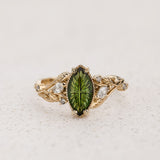 Nature-inspired Engagement Ring with Marquise Fantasy-Cut Green Tourmaline / Patricia - Eden Garden Jewelry™