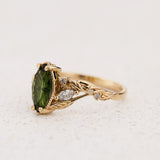Nature-inspired Engagement Ring with Marquise Fantasy-Cut Green Tourmaline / Patricia - Eden Garden Jewelry™