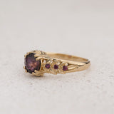 READY TO SHIP Silvestra Engagement Ring with Round Purplish Pink Sapphire, 14K yellow gold, RING SIZES 5.5 - 8.5 US - Eden Garden Jewelry™