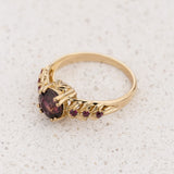 READY TO SHIP Silvestra Engagement Ring with Round Purplish Pink Sapphire, 14K yellow gold, RING SIZES 5.5 - 8.5 US - Eden Garden Jewelry™