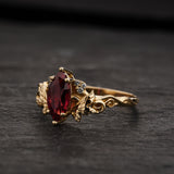 Engagement Ring with Marquise Orange Padparadscha Sapphire (Lab-Grown) in Nature Style / Vineyard - Eden Garden Jewelry™
