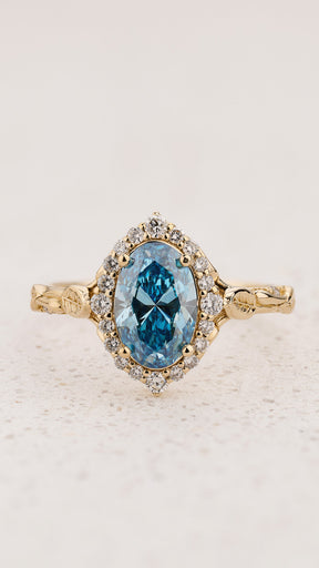 READY TO SHIP Florentina Elegant Engagement Ring with Oval Blue Diamond, 14K yellow gold, RING SIZES 5.5 - 8.5 US - Eden Garden Jewelry™