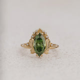 Floral Engagement Ring with Marquise Fancy Vivid Green Diamond / Iris - Eden Garden Jewelry™