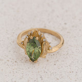 Floral Engagement Ring with Marquise Fancy Vivid Green Diamond / Iris - Eden Garden Jewelry™