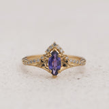 Nature-inspired Engagement Ring with Marquise Purple Sapphire / Amelia - Eden Garden Jewelry™