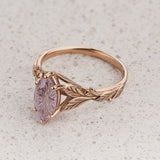 Leaf Engagement Ring with Marquise Fantasy-Cut Pink Sapphire / Freesia - Eden Garden Jewelry™
