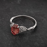 Leaf Engagement Ring with Oval Fantasy-Cut Orange Sapphire / Gloria - Eden Garden Jewelry™