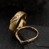 Leaf Couple Wedding Band Set / Palmira - Eden Garden Jewelry™