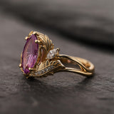 READY TO SHIP Adonis Engagement Ring with Marquise Fantasy-Cut Purple Sapphire, 14K yellow gold, RING SIZES 5.5 - 8.5 US - Eden Garden Jewelry™