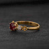 Engagement Ring in Flower Style with Round Red Ruby / Fiorella - Eden Garden Jewelry™