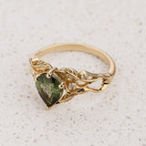 Art Nouveau Engagement Ring with Pear-Cut Rutile Peridot / Callisto - Eden Garden Jewelry™
