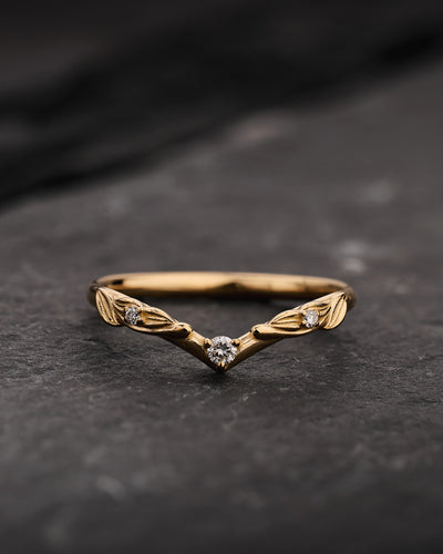Leaf matching wedding band with diamonds / Palmira - Eden Garden Jewelry™