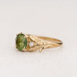 READY TO SHIP Wisteria Engagement Ring with Round Fantasy-Cut Green Tourmaline, 14K yellow gold, RING SIZES 5.5 - 8.5 US - Eden Garden Jewelry™