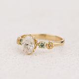 READY TO SHIP Fiorella Engagement Ring with Oval Diamond and Green Diamond Accents, 14K yellow gold, RING SIZES 7.5 - 10.5 US - Eden Garden Jewelry™
