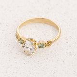 READY TO SHIP Fiorella Engagement Ring with Oval Diamond and Green Diamond Accents, 14K yellow gold, RING SIZES 7.5 - 10.5 US - Eden Garden Jewelry™