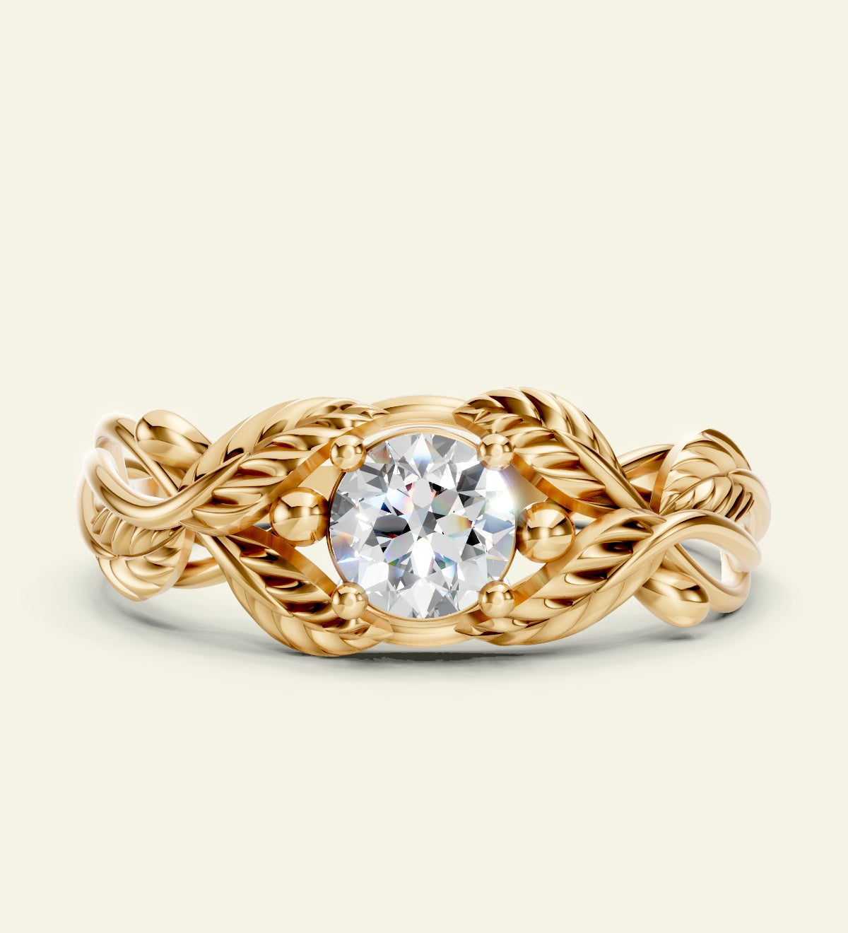 Cornus | custom engagement ring setting, round gemstone 5 mm with frame - Eden Garden Jewelry™