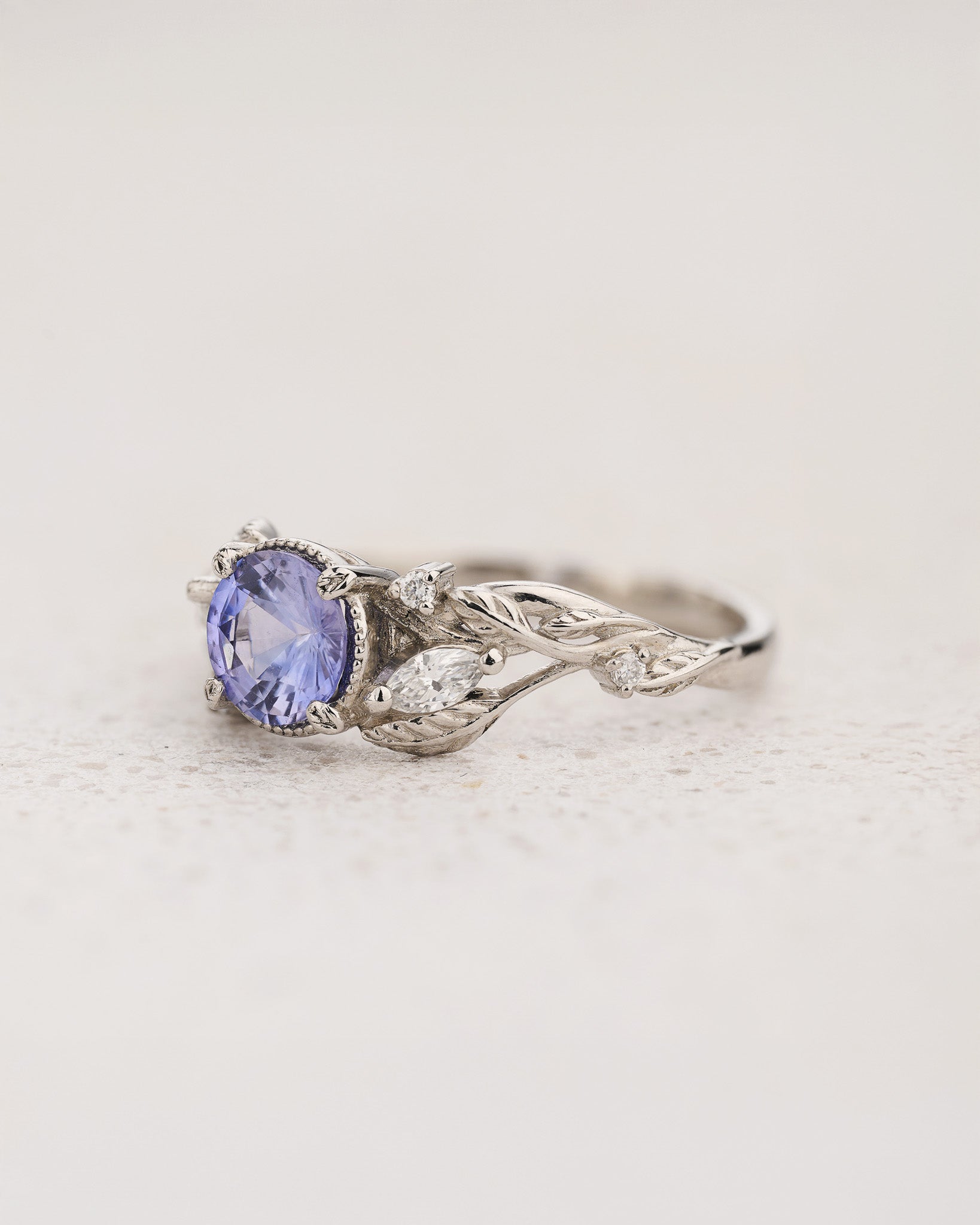READY TO SHIP Patricia ring with natural lavender sapphire, platinum, AVAILABLE RING SIZES: 5.5 - 8.5 US - Eden Garden Jewelry™