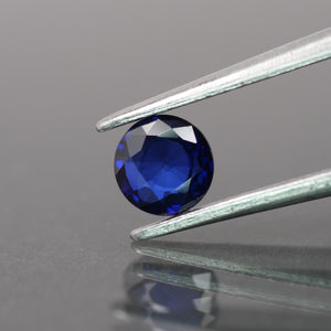 Sapphire | natural, diffusion-treated, blue color, round-cut, 5mm, 0.5ct, Ceylon