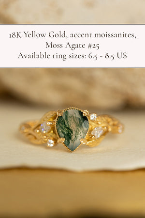 Second payment: Patricia ring in 18K yellow gold with natural moss agate - Eden Garden Jewelry™