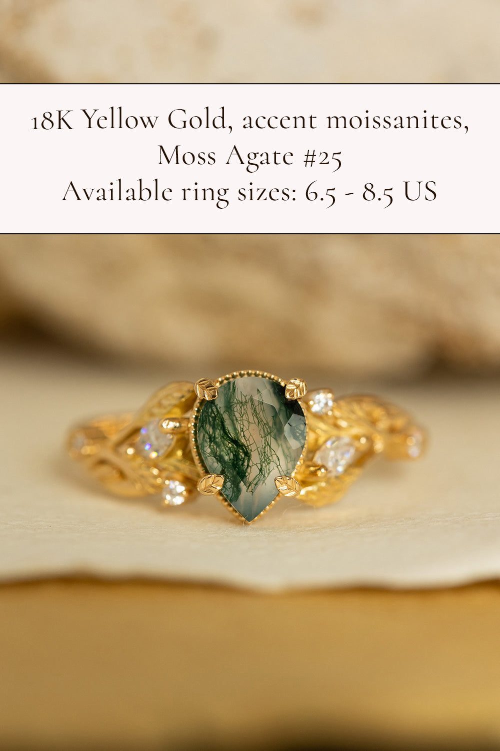 First payment: Patricia ring in 18K yellow gold with natural moss agate - Eden Garden Jewelry™