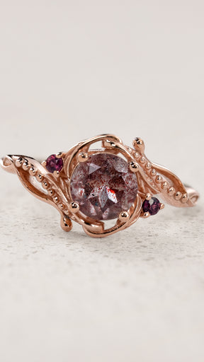Engagement Ring with Round-cut Melody Quartz / Undina - Eden Garden Jewelry™