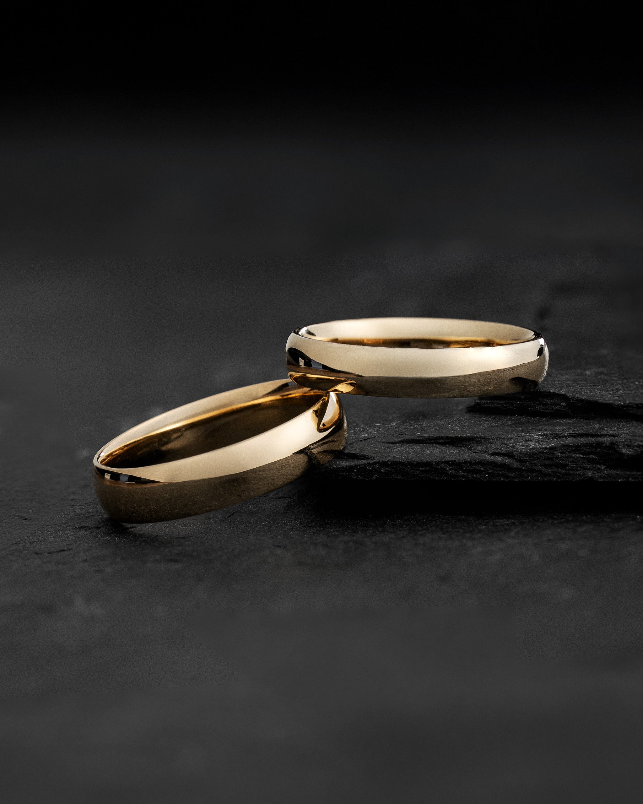 Wedding rings set for couples: classic polish finish bands 4mm & 5mm - Eden Garden Jewelry™