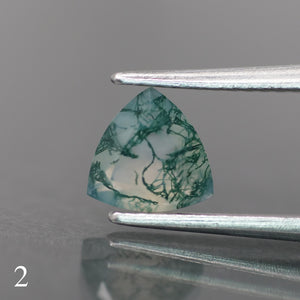 Moss agate | green color, trillion-cut, 6mm, 0.5ct - choose yours