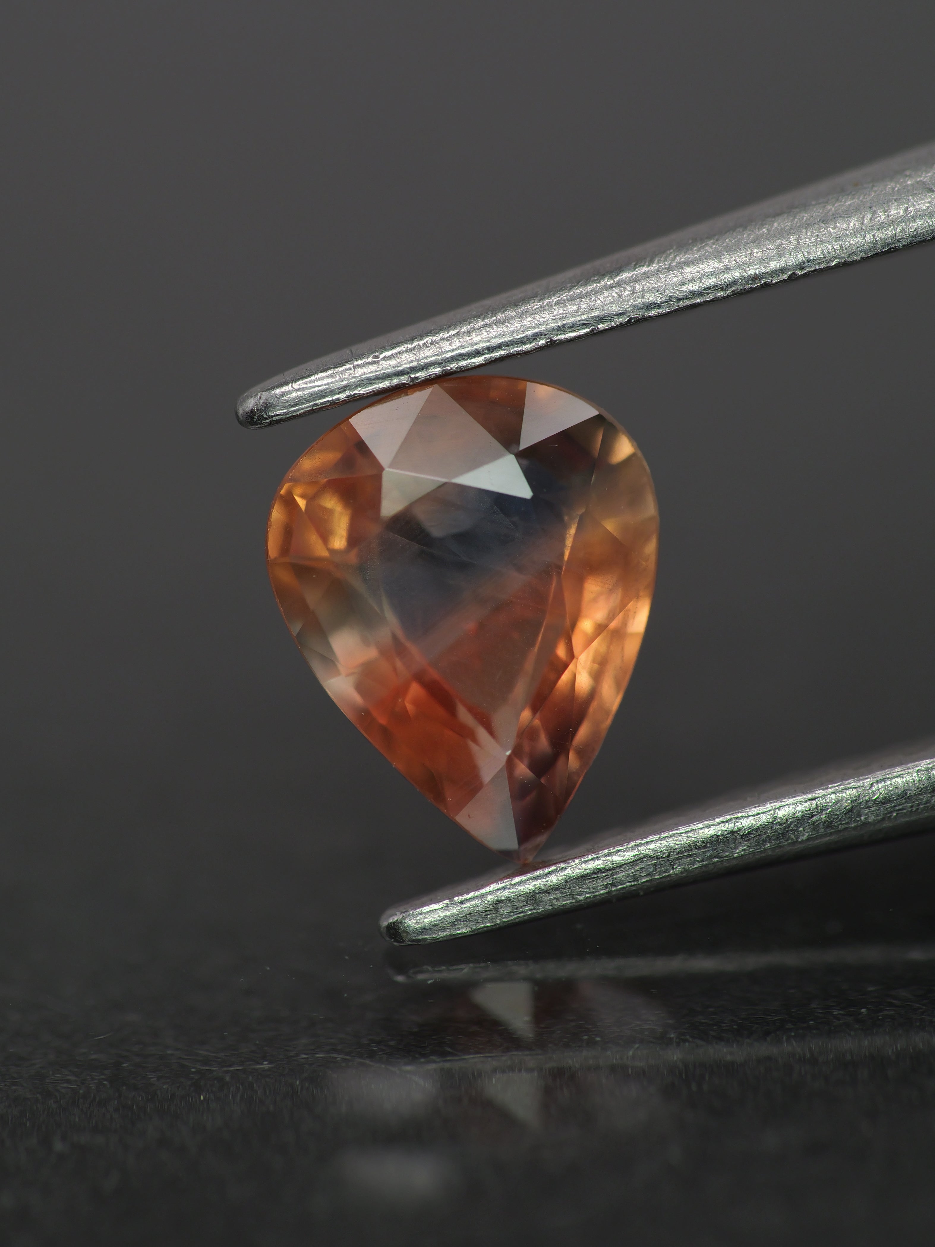 Parti Sapphire | natural, bi-color: orange & blue, pear-cut, 7x5.5mm, 0.85ct, Madagascar - Eden Garden Jewelry™