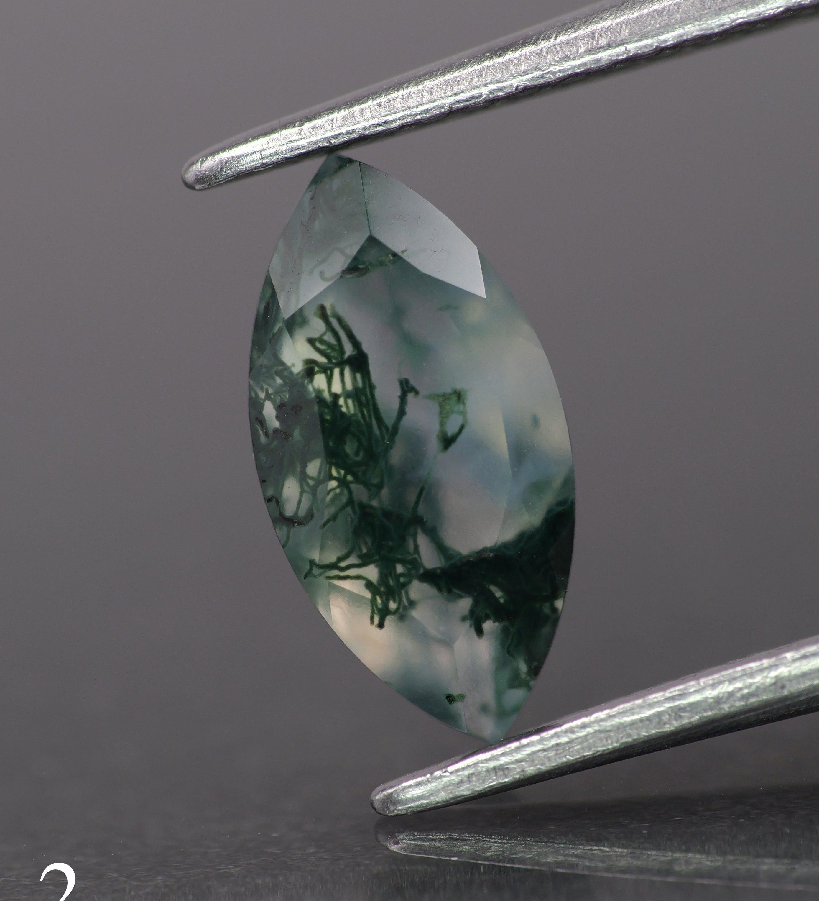 Moss agate | green color, marquise-cut, 10x5mm, 0.8ct - choose yours
