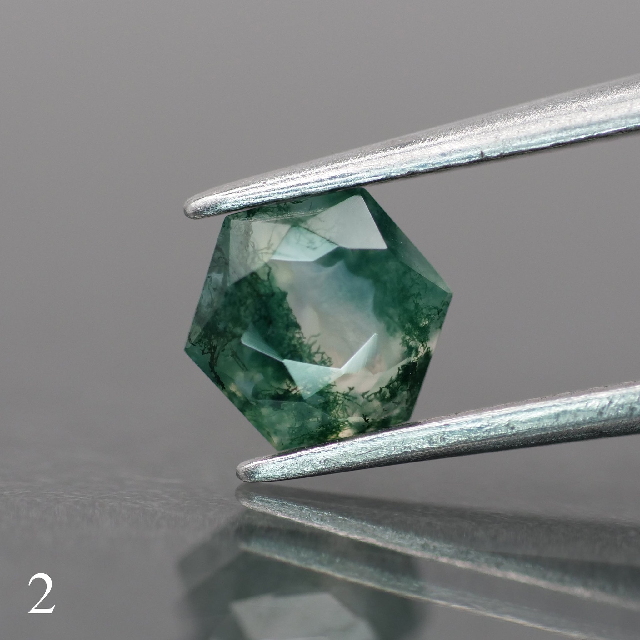 Moss agate | green color, hexagon-cut, 6mm, 1ct - choose yours