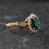 Flourishing Engagement Ring with Deep Green Lab Emerald / Florentina - Eden Garden Jewelry™
