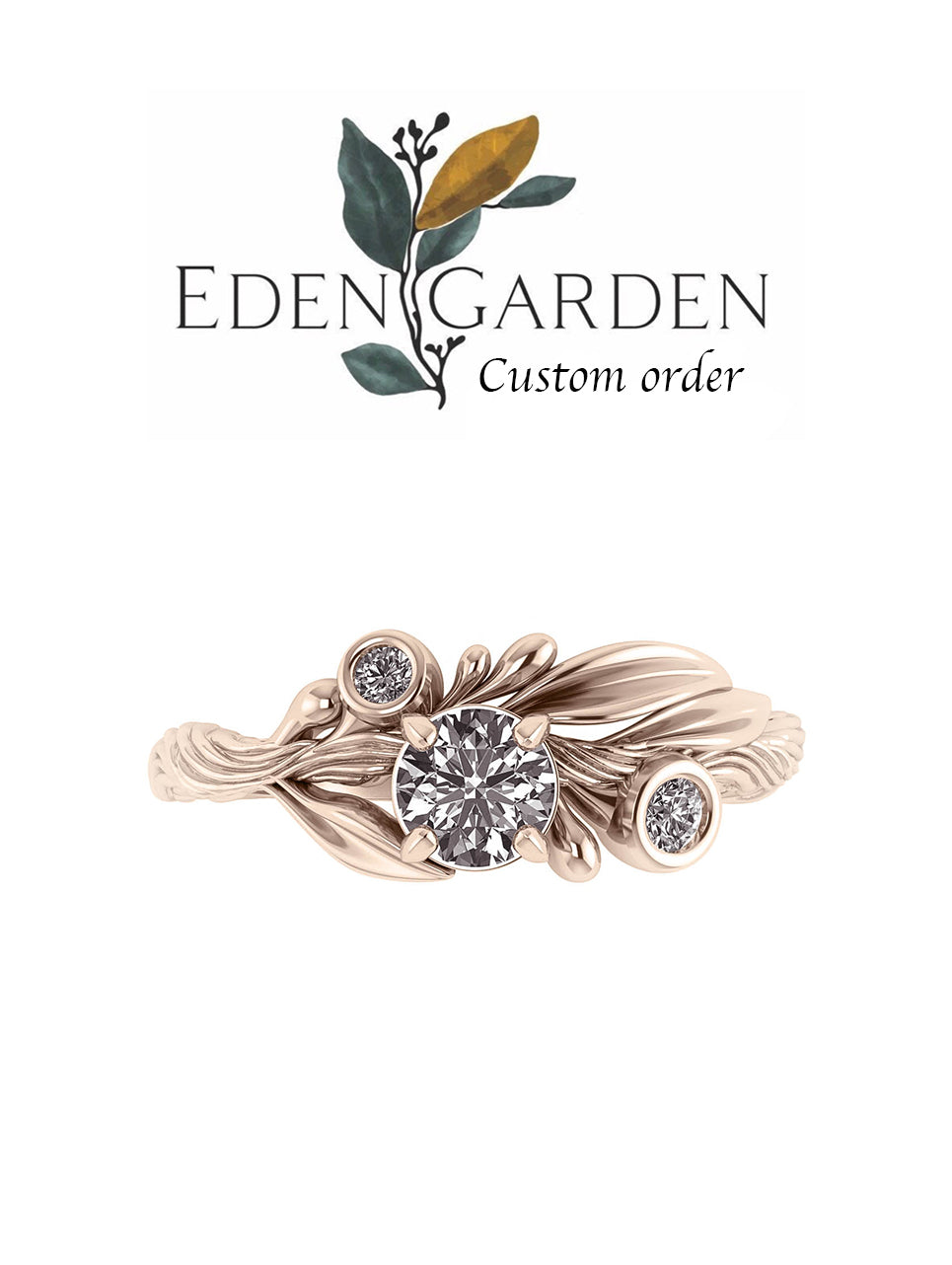 Custom order: Olivia ring with teal sapphires - Eden Garden Jewelry™