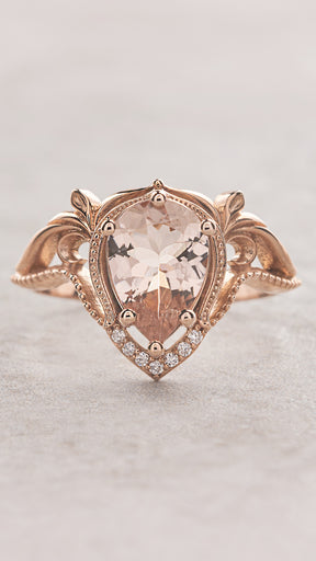 READY TO SHIP: Lida engagement ring with big peach morganite, 14K rose gold, RING SIZES: 5.5 - 8.5 US - Eden Garden Jewelry™