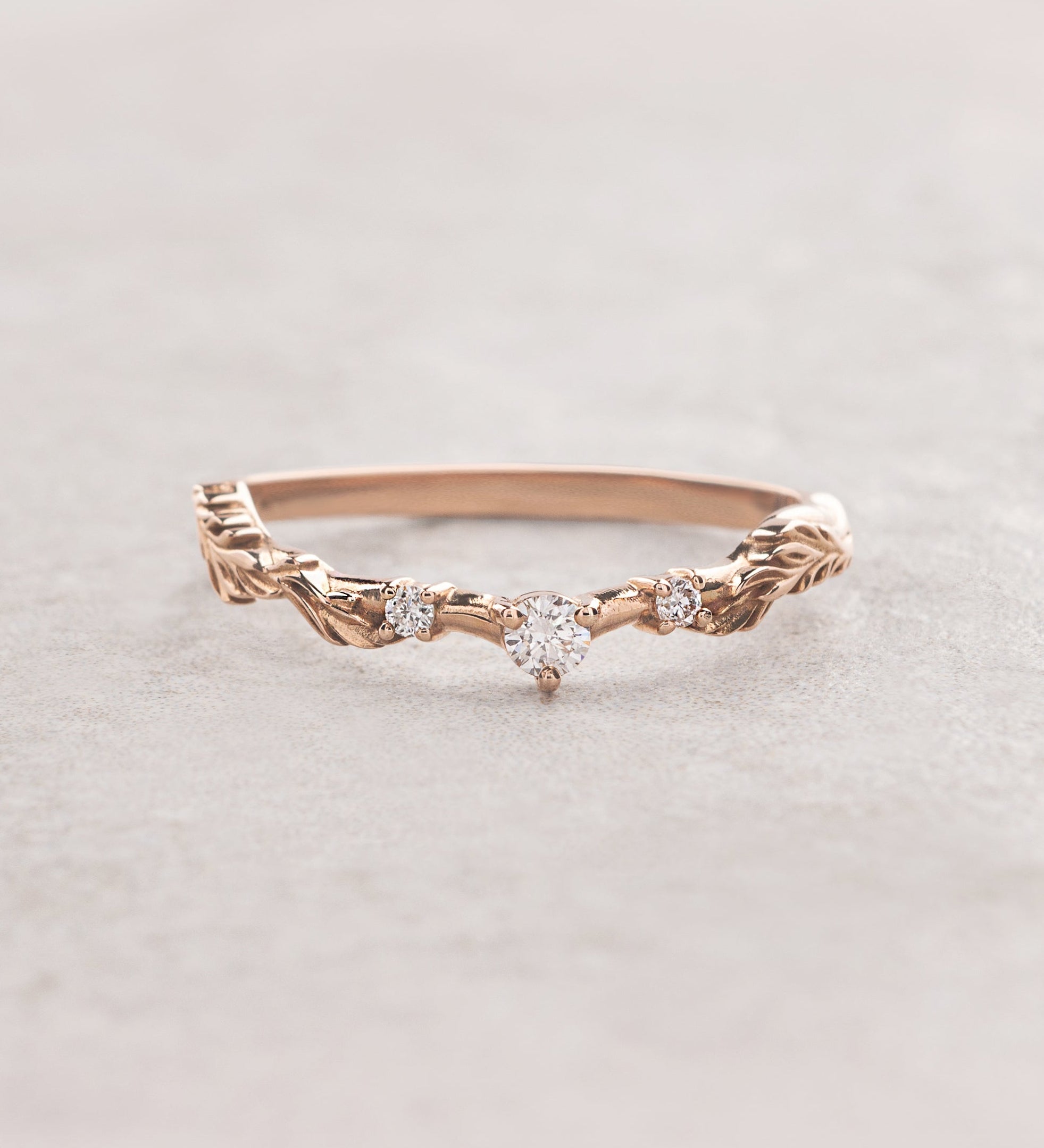 Branch wedding ring with diamonds / matching band for Japanese Maple - Eden Garden Jewelry™