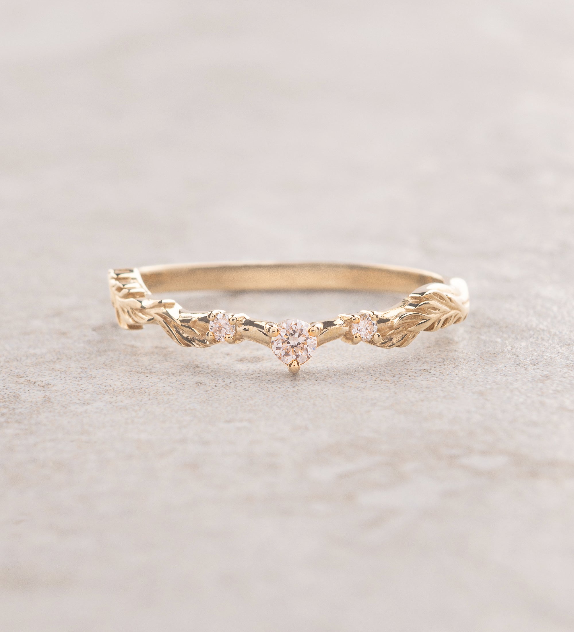 Branch wedding ring with diamonds / matching band for Japanese Maple - Eden Garden Jewelry™