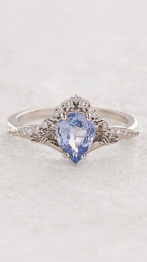 Light blue sapphire and diamonds engagement ring / Amelia - Eden Garden Jewelry™