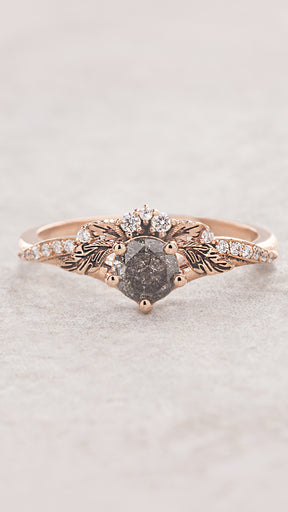 READY TO SHIP: Amelia engagement ring with salt and pepper diamond, 14K rose gold, RING SIZES: 5.5 - 8.5 US - Eden Garden Jewelry™
