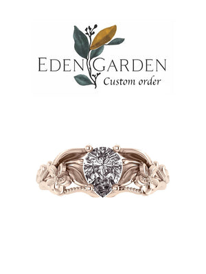 Custom order: Eloise | floral engagement ring with moonstone - Eden Garden Jewelry™