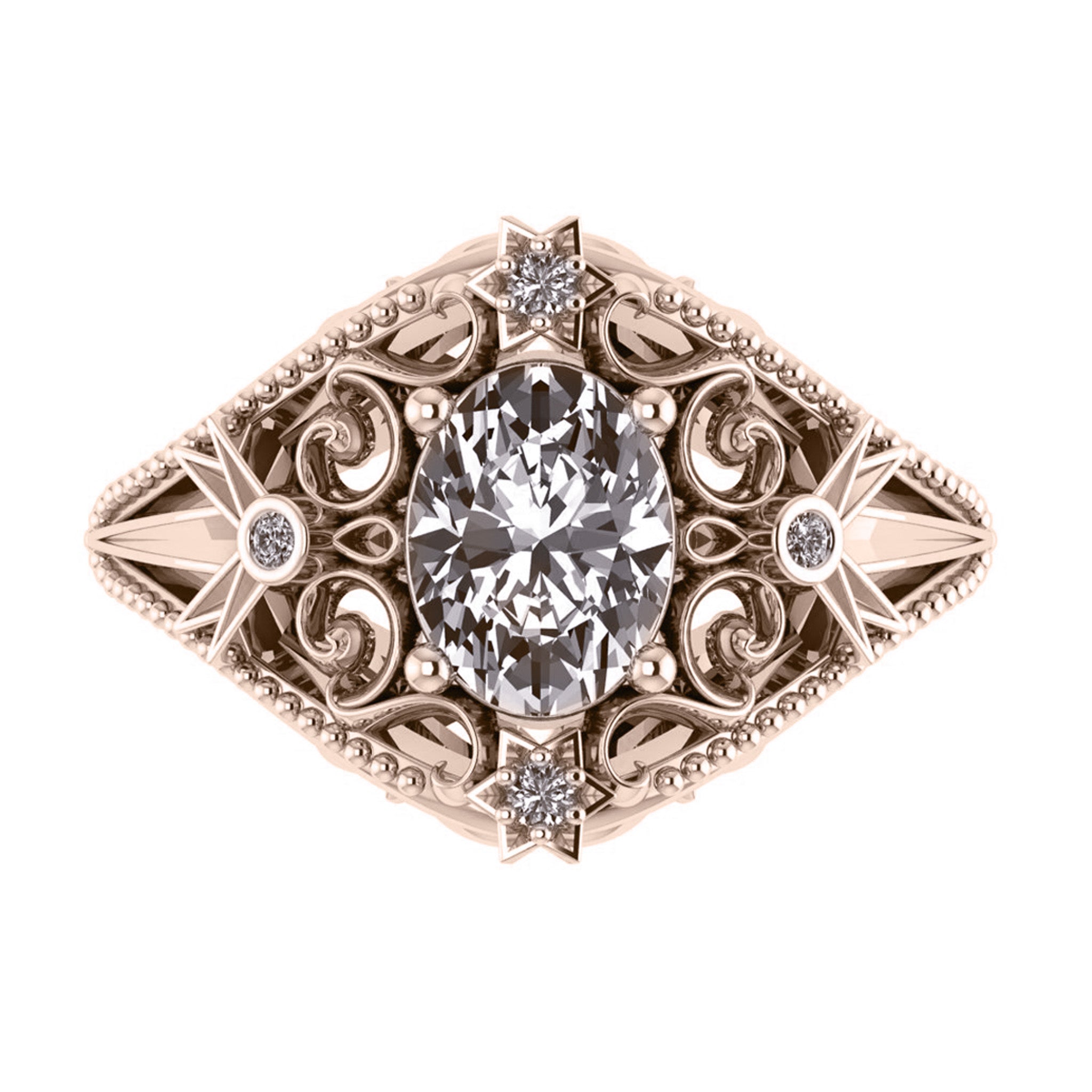 Galaxia | custom engagement ring setting, oval-cut 8x6mm - Eden Garden Jewelry™