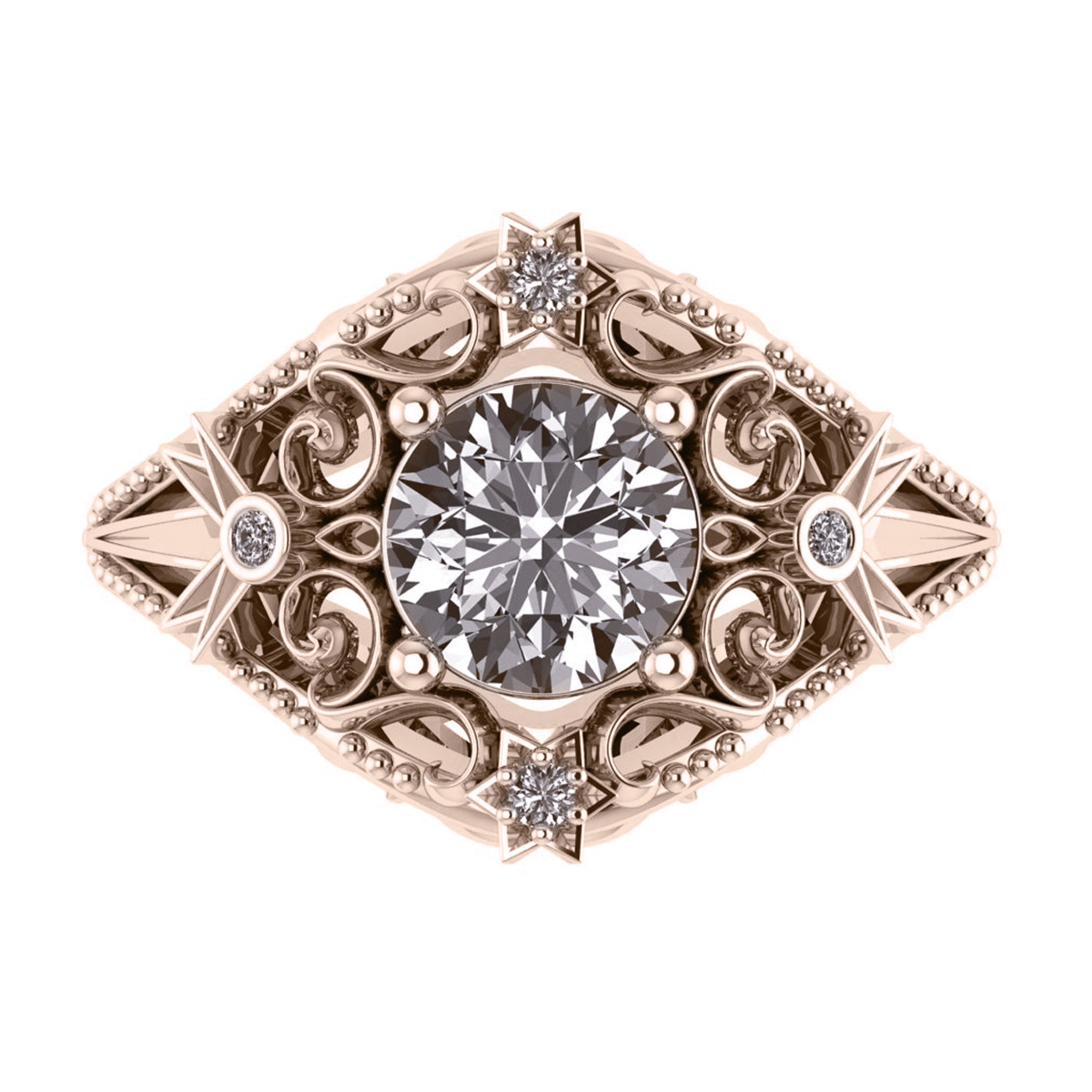 Galaxia | custom engagement ring setting, round-cut 7mm - Eden Garden Jewelry™