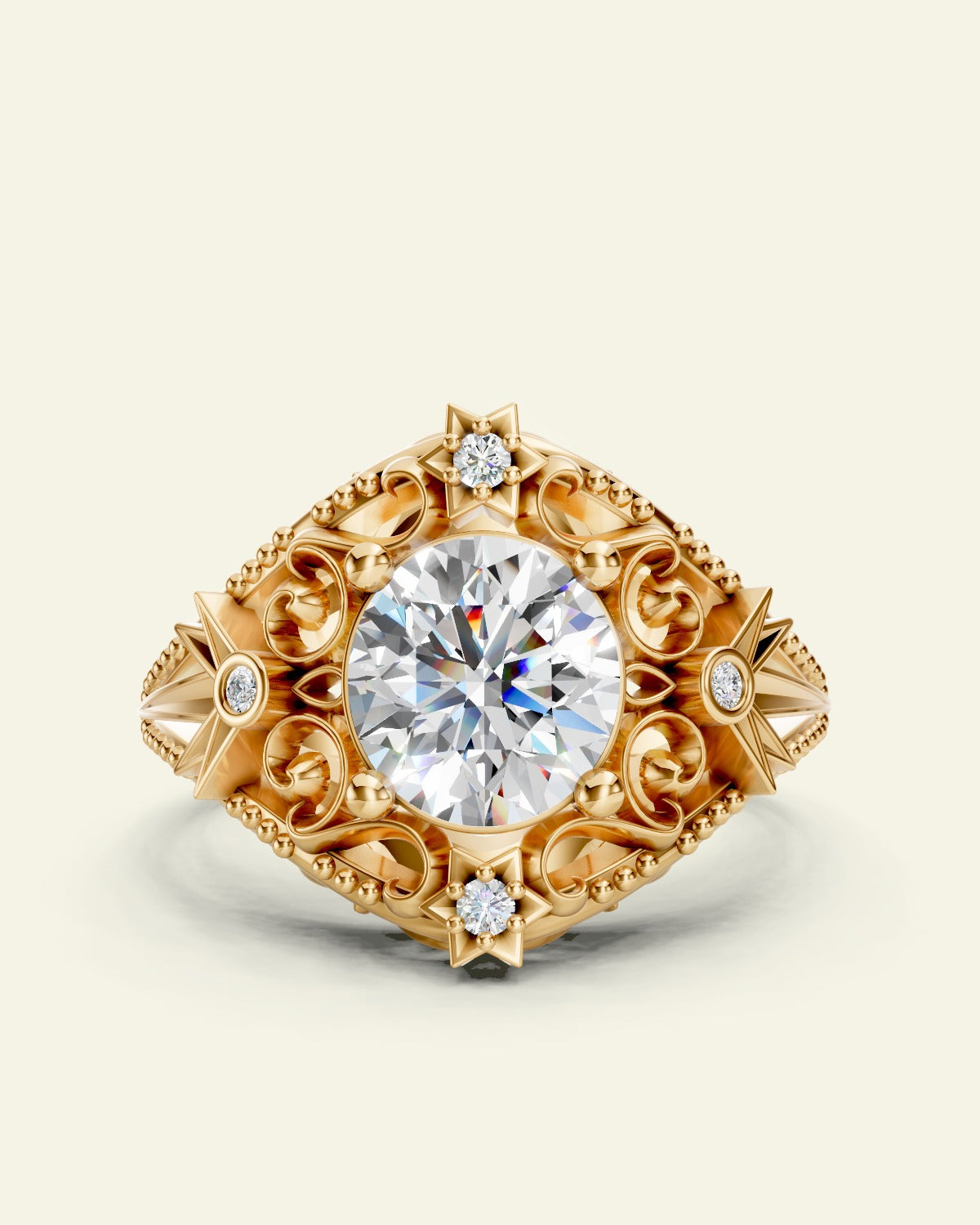 Galaxia | custom engagement ring setting, round-cut 7mm - Eden Garden Jewelry™