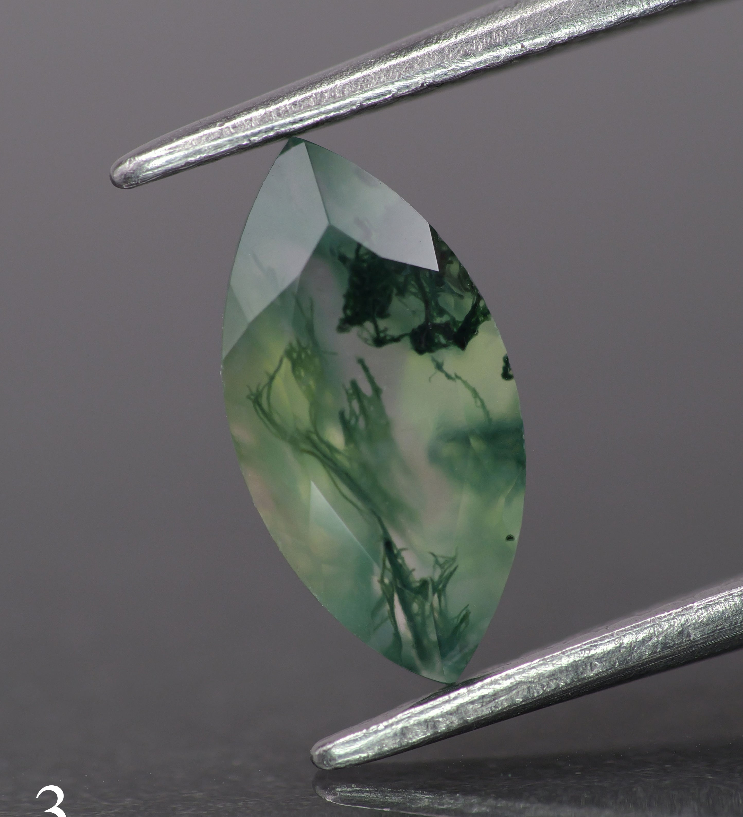 Moss agate | green color, marquise-cut, 10x5mm, 0.8ct - choose yours