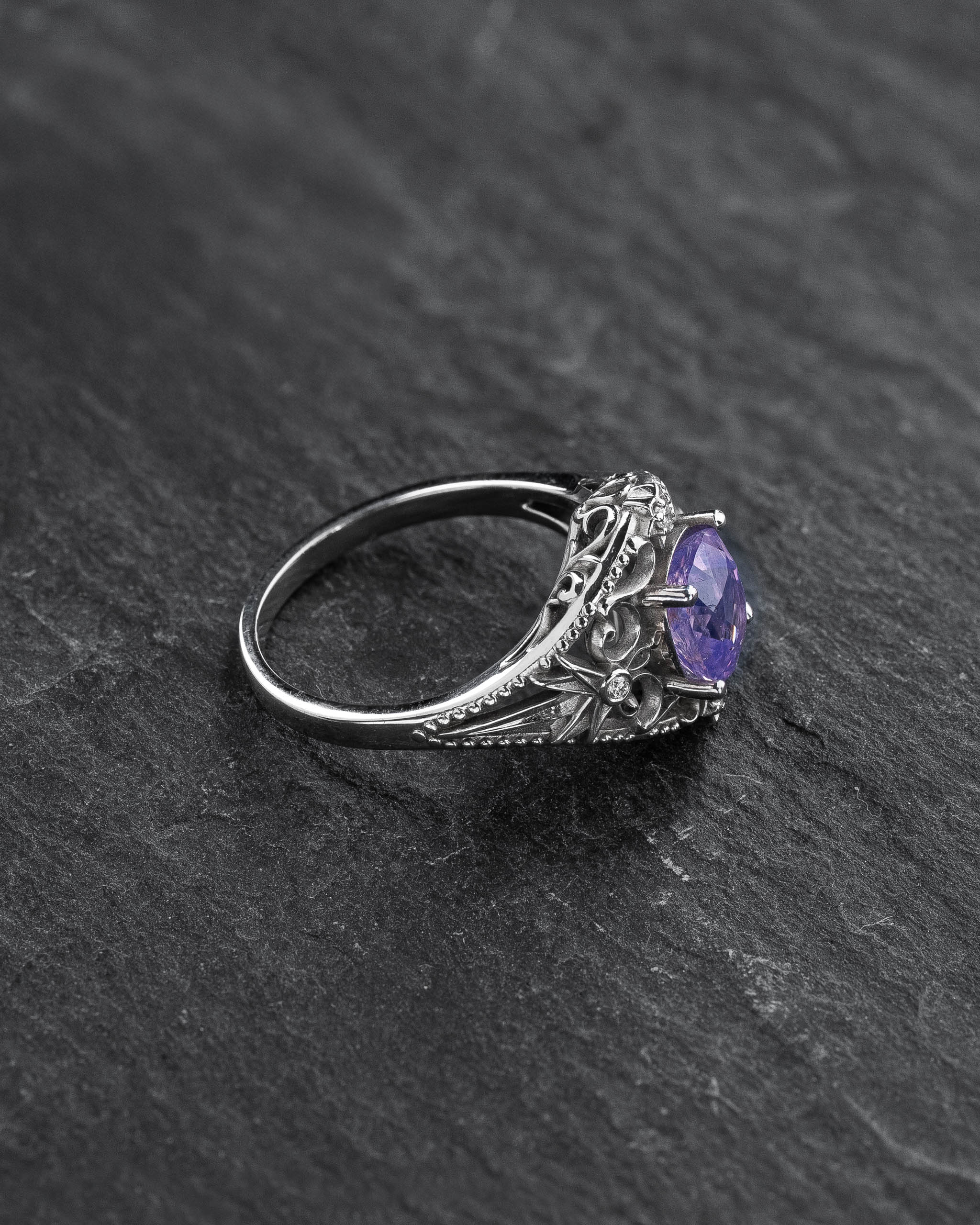 READY TO SHIP:  One-of-a-kind Galaxia ring with opalescent sapphire and natural diamonds, RING SIZE: 7 US - Eden Garden Jewelry™