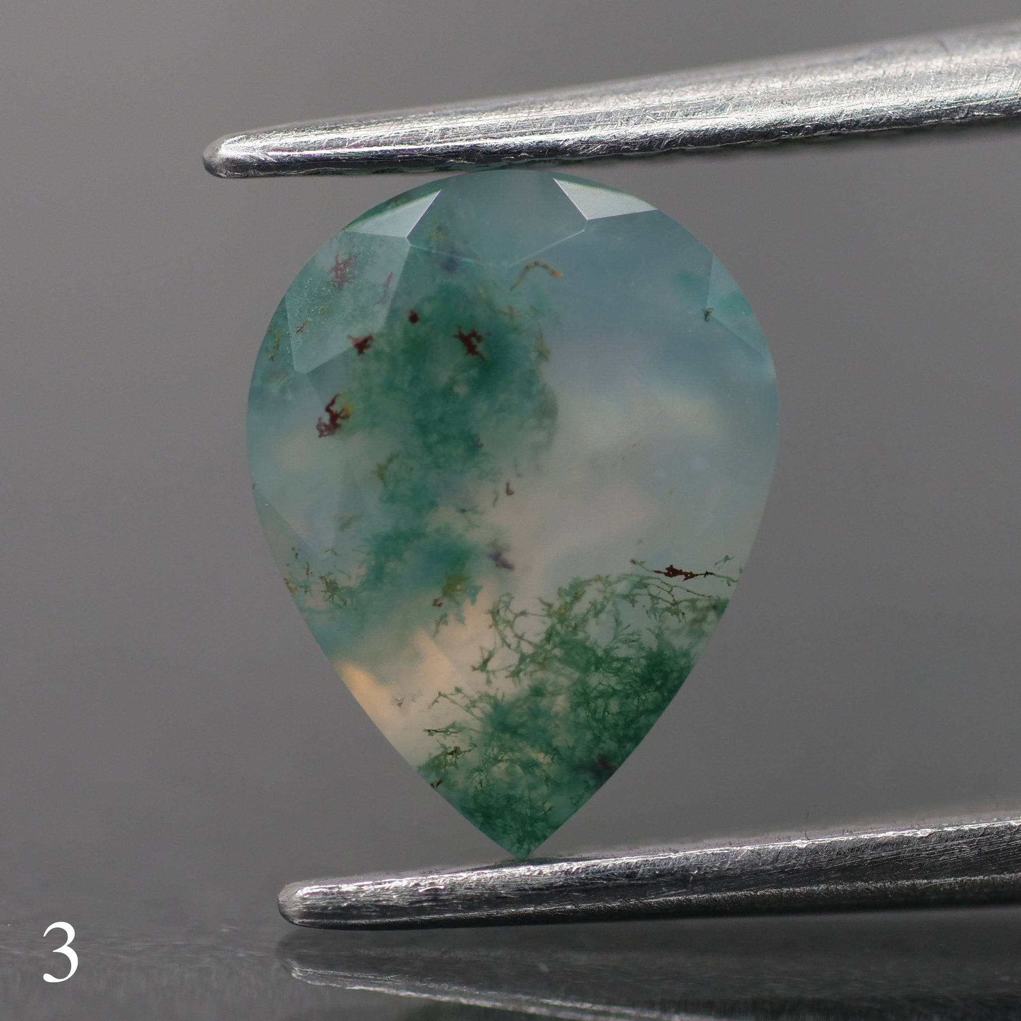 Moss agate | green color, pear-cut, 9x7mm, 1.2ct - choose yours